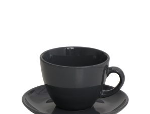 Φλυτζάνι Με Πιατάκι Cappuccino Stoneware Essentials ESPIEL 220ml OWB102K6 (Χρώμα: Ανθρακί, Υλικό: Stoneware) – ESPIEL – OWB102K6