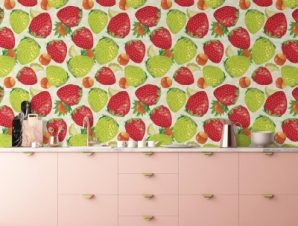 Φράουλες σε άσπρο φόντο Φαγητό Ταπετσαρίες Τοίχου 100 x 100 cm